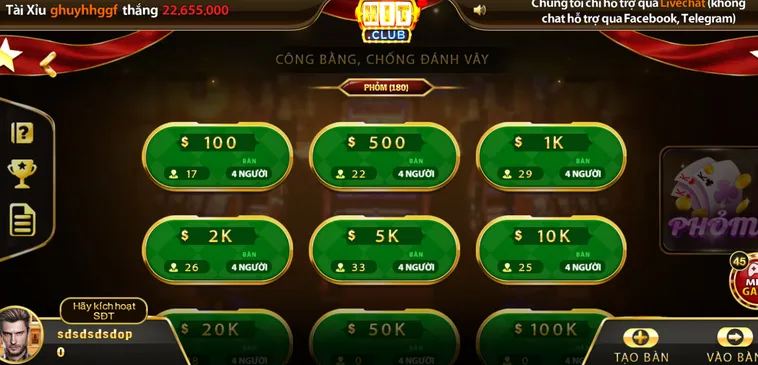 Phỏm Tại HitClub Trải Nghiệm Đẳng Cấp Game Bài Tá Lả Giải Trí Số Một