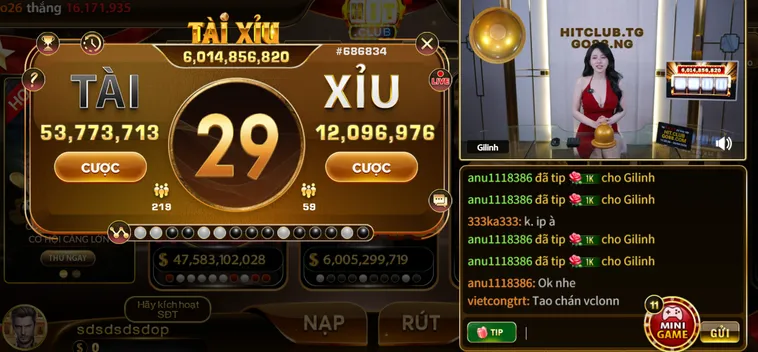 Tài Xỉu Livestream Tại HitClub Trải Nghiệm Đặt Cược Trực Tiếp Đẳng Cấp 5 Sao