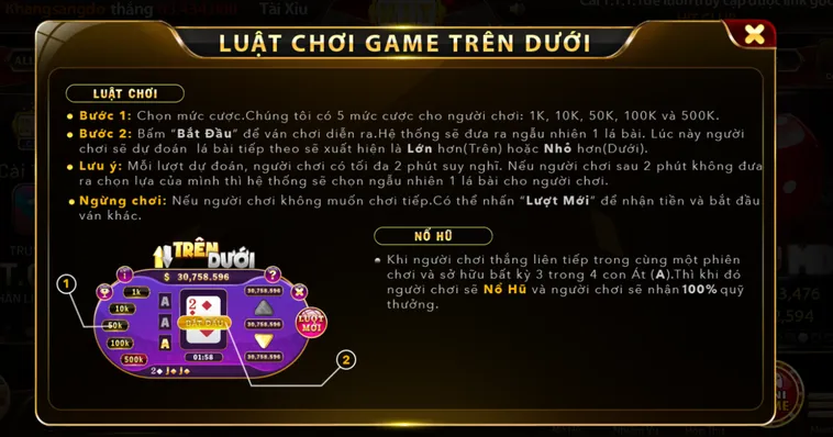 Minigame Trên Dưới Tại HitClub Bí Quyết Dự Đoán Nhanh Thắng Lớn